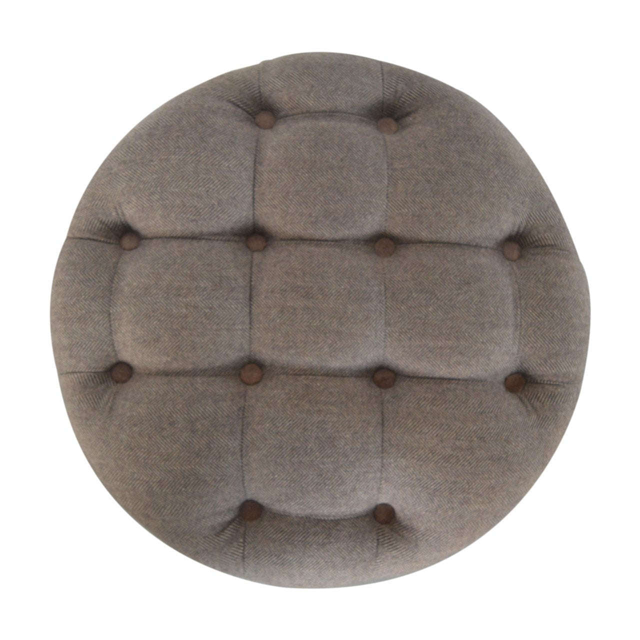 Ashpinoke:Deep Button Round Checked Footstool-Footstools-Artisan