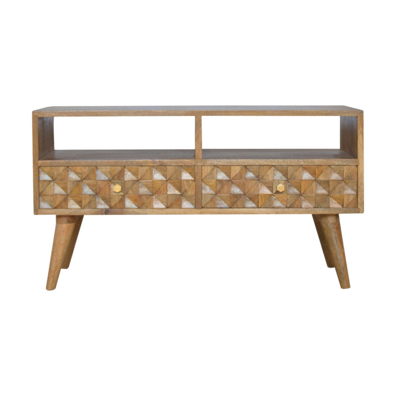 Ashpinoke:Diamond Carved TV Unit-TV Units-Artisan