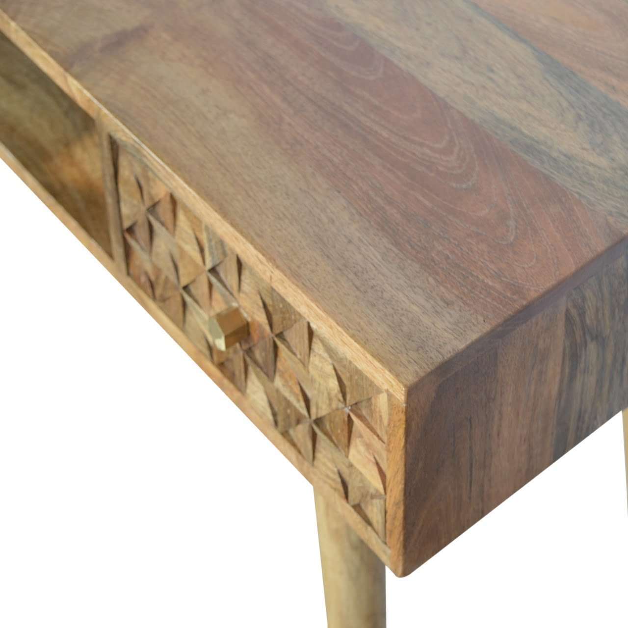 Ashpinoke:Diamond Carved Writing Desk-Desks-Artisan