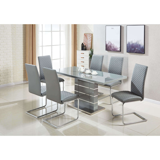 Ashpinoke:Dresden Extending Clear Glass Dining Table HG Grey & Steel-Premium Dining-Heartlands Furniture