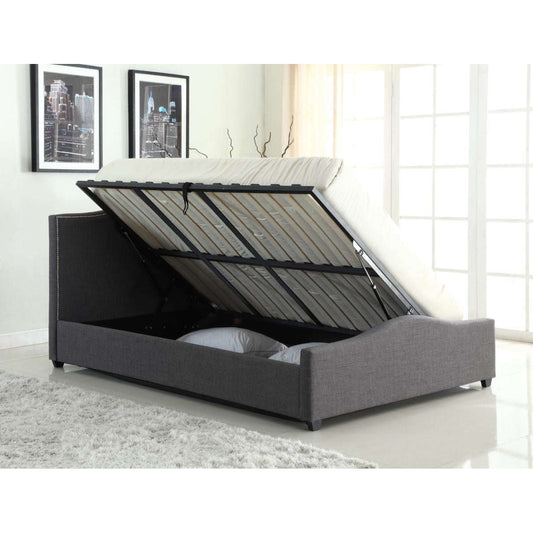 Ashpinoke:Elle Storage Linen Double Bed Grey-Double Beds-Heartlands Furniture