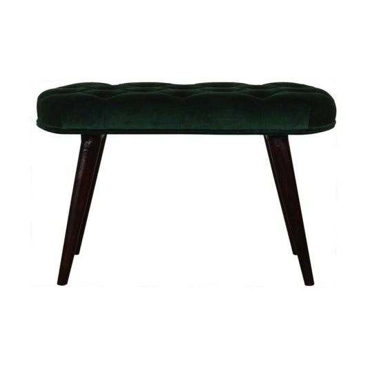 Ashpinoke:Emerald Cotton Velvet Deep Button Bench-Benches-Artisan