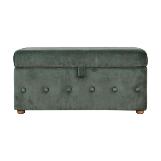 Ashpinoke:Emerald Green Lid-up Cotton Velvet Ottoman-Footstools-Artisan