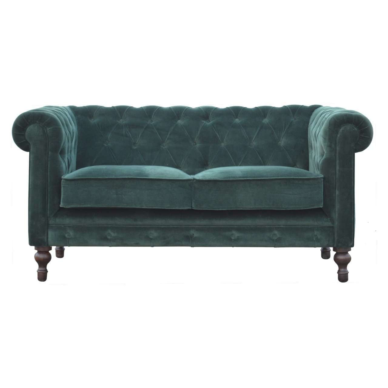 Ashpinoke:Emerald Green Velvet Chesterfield Sofa-Sofas-Artisan