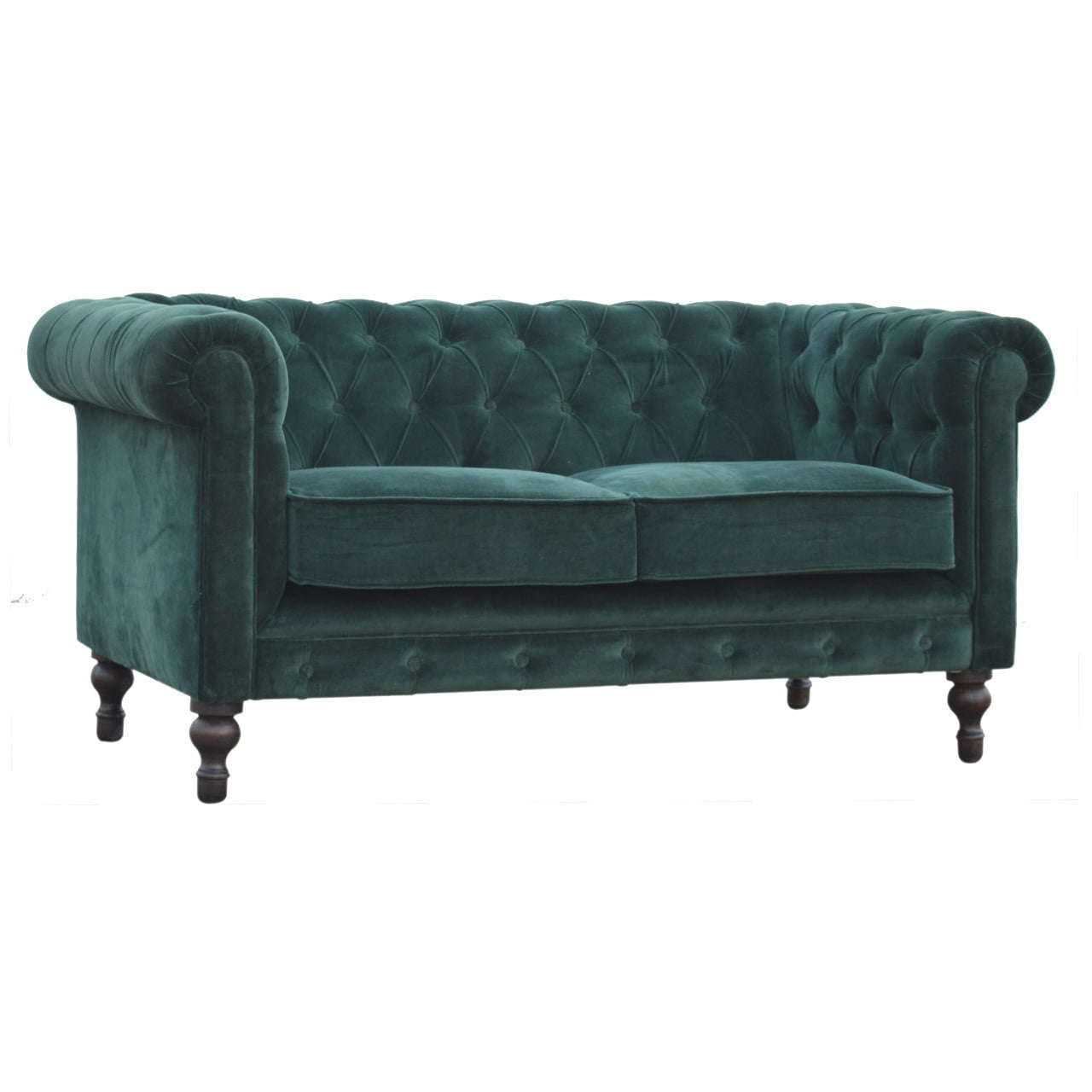Ashpinoke:Emerald Green Velvet Chesterfield Sofa-Sofas-Artisan