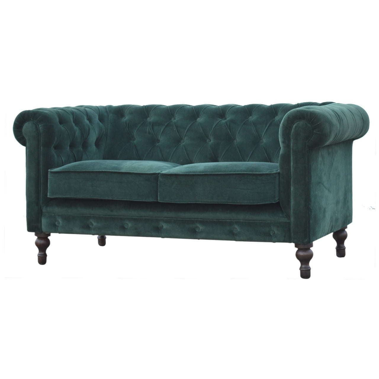 Ashpinoke:Emerald Green Velvet Chesterfield Sofa-Sofas-Artisan