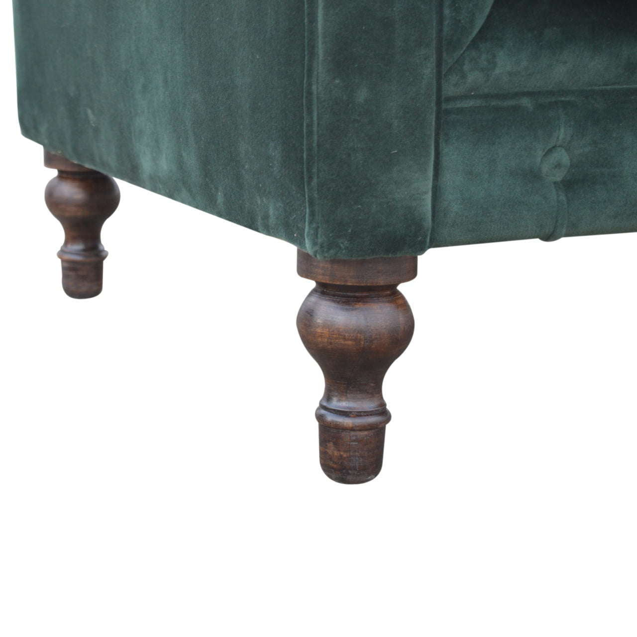 Ashpinoke:Emerald Green Velvet Chesterfield Sofa-Sofas-Artisan