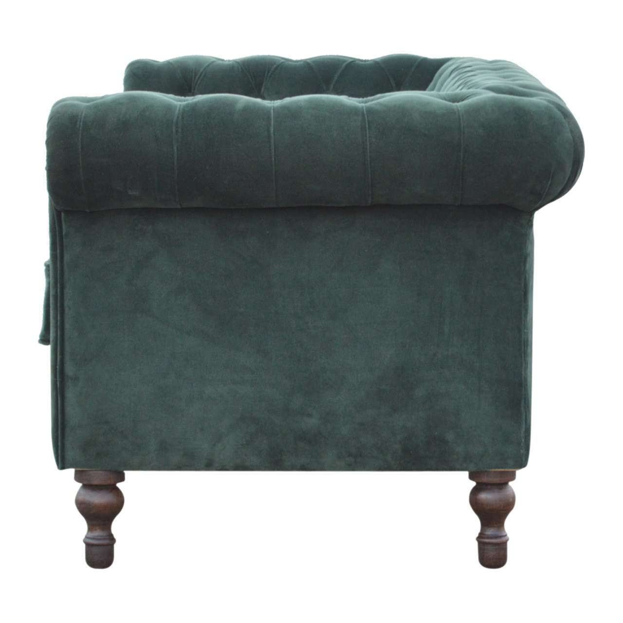 Ashpinoke:Emerald Green Velvet Chesterfield Sofa-Sofas-Artisan