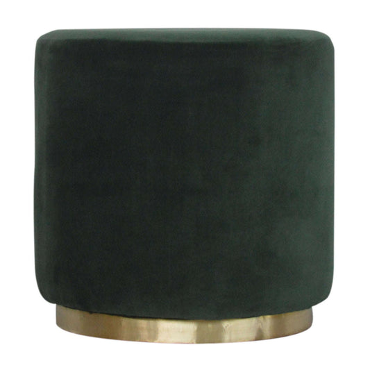 Ashpinoke:Emerald Velvet Footstool with Gold Base-Footstools-Artisan