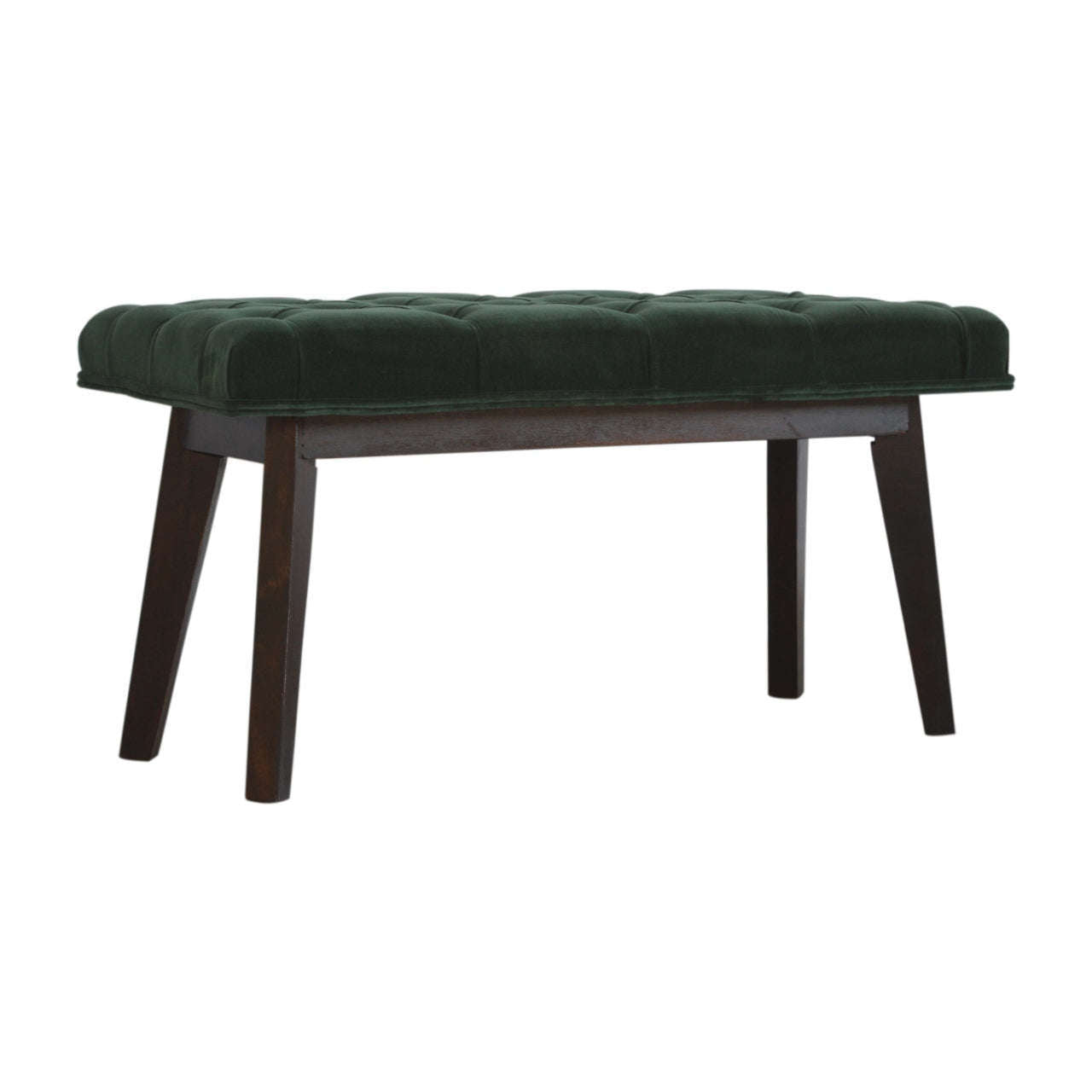 Ashpinoke:Emerald Velvet Hallway Bench-Benches-Artisan