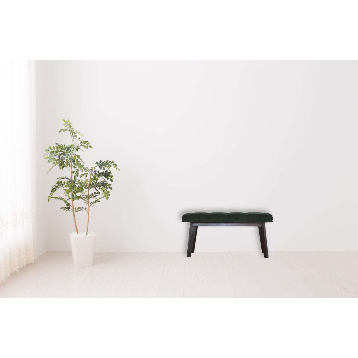 Ashpinoke:Emerald Velvet Hallway Bench-Benches-Artisan