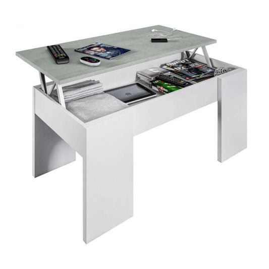 Ashpinoke:Epping Coffee Table Lift-Up White & Concrete 0L1640A-Desks-Heartlands Furniture