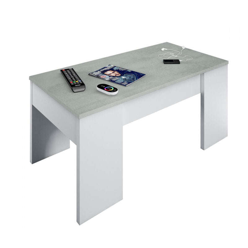 Ashpinoke:Epping Coffee Table Lift-Up White & Concrete 0L1640A-Desks-Heartlands Furniture