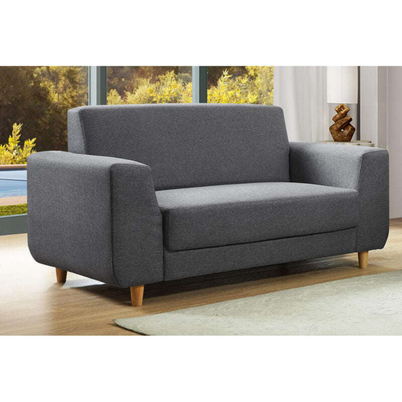 Ashpinoke:Fida Fabric 2 Seater Sofa Dark Grey-Sofas-Heartlands Furniture