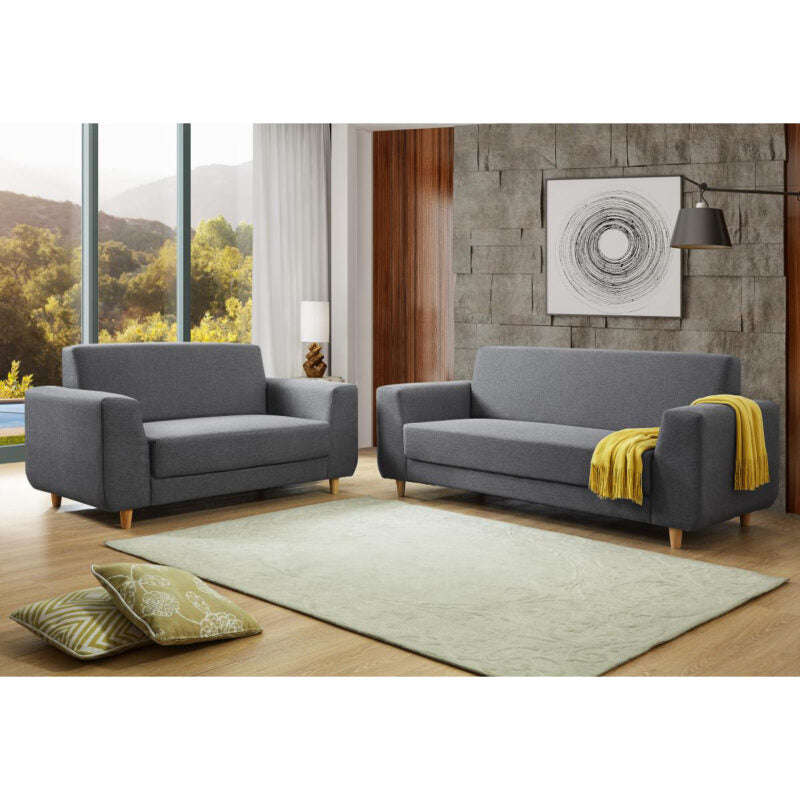 Ashpinoke:Fida Fabric 2 Seater Sofa Dark Grey-Sofas-Heartlands Furniture