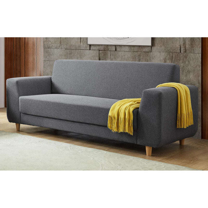 Ashpinoke:Fida Fabric 3 Seater Sofa Dark Grey-Sofas-Heartlands Furniture