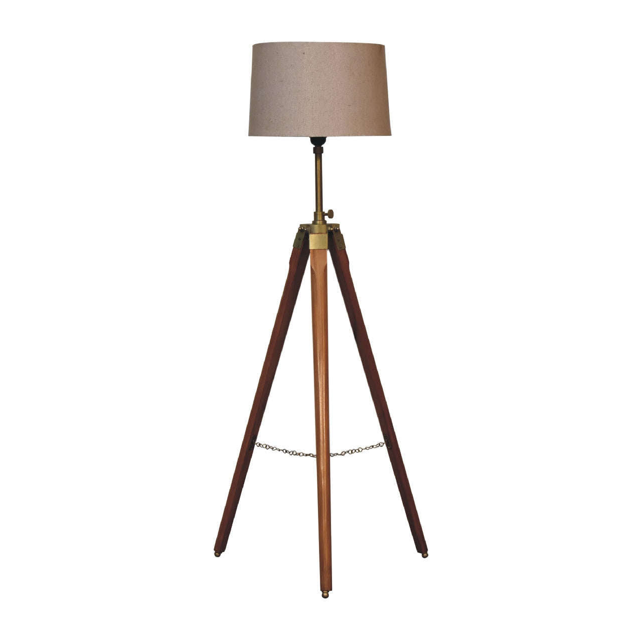 Ashpinoke:Fixed Brass Plated Tripod Floor Lamp-Lighting-Artisan