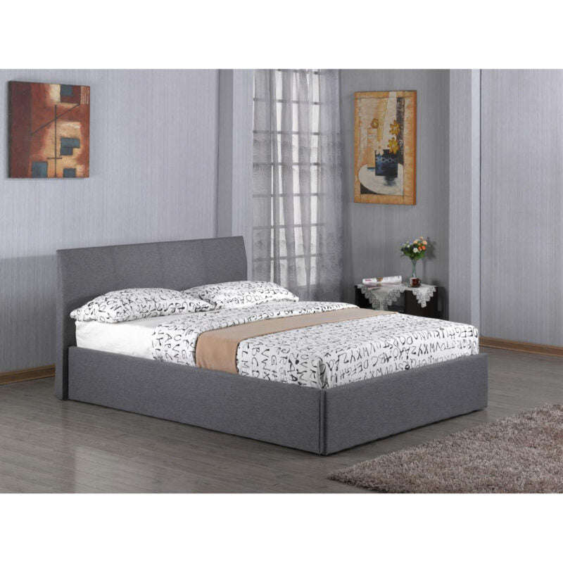 Ashpinoke:Fusion Fabric Storage Double Bed Grey-Double Beds-Heartlands Furniture