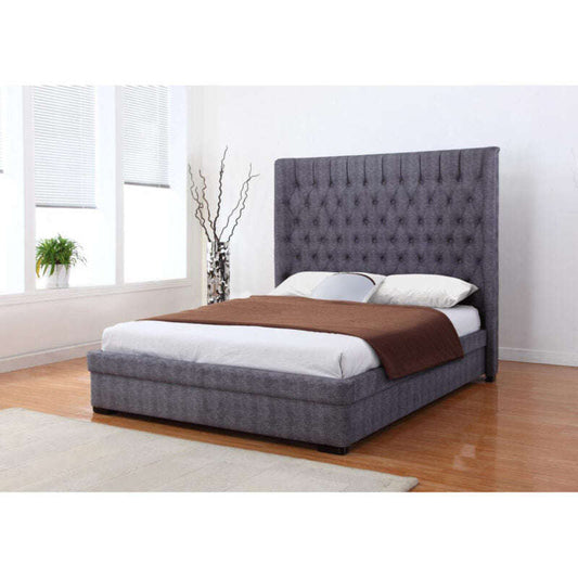 Ashpinoke:Genesis Linen Double Bed Dark Grey-Double Beds-Heartlands Furniture