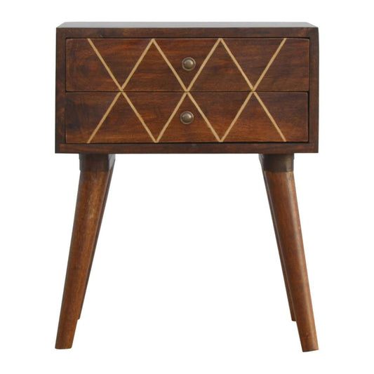 Ashpinoke:Geometric Brass Inlay 2 Drawer Bedside-Bedsides-Artisan