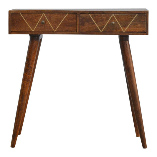 Ashpinoke:Geometric Brass Inlay Console Table-Console and Hall Tables-Artisan