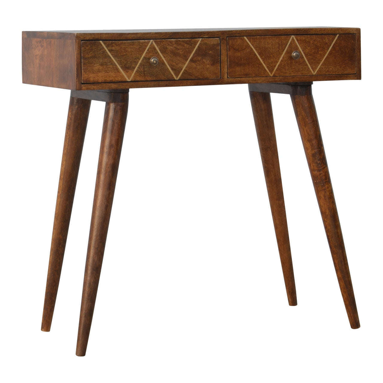 Ashpinoke:Geometric Brass Inlay Console Table-Console and Hall Tables-Artisan