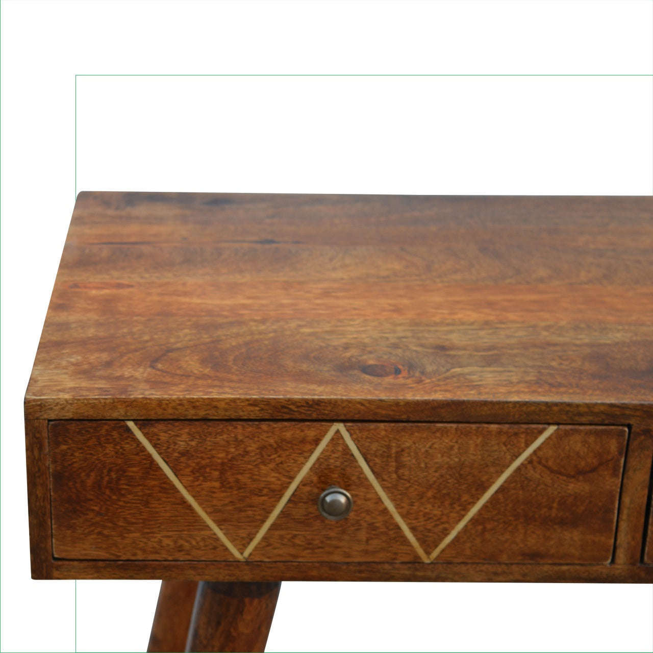 Ashpinoke:Geometric Brass Inlay Console Table-Console and Hall Tables-Artisan