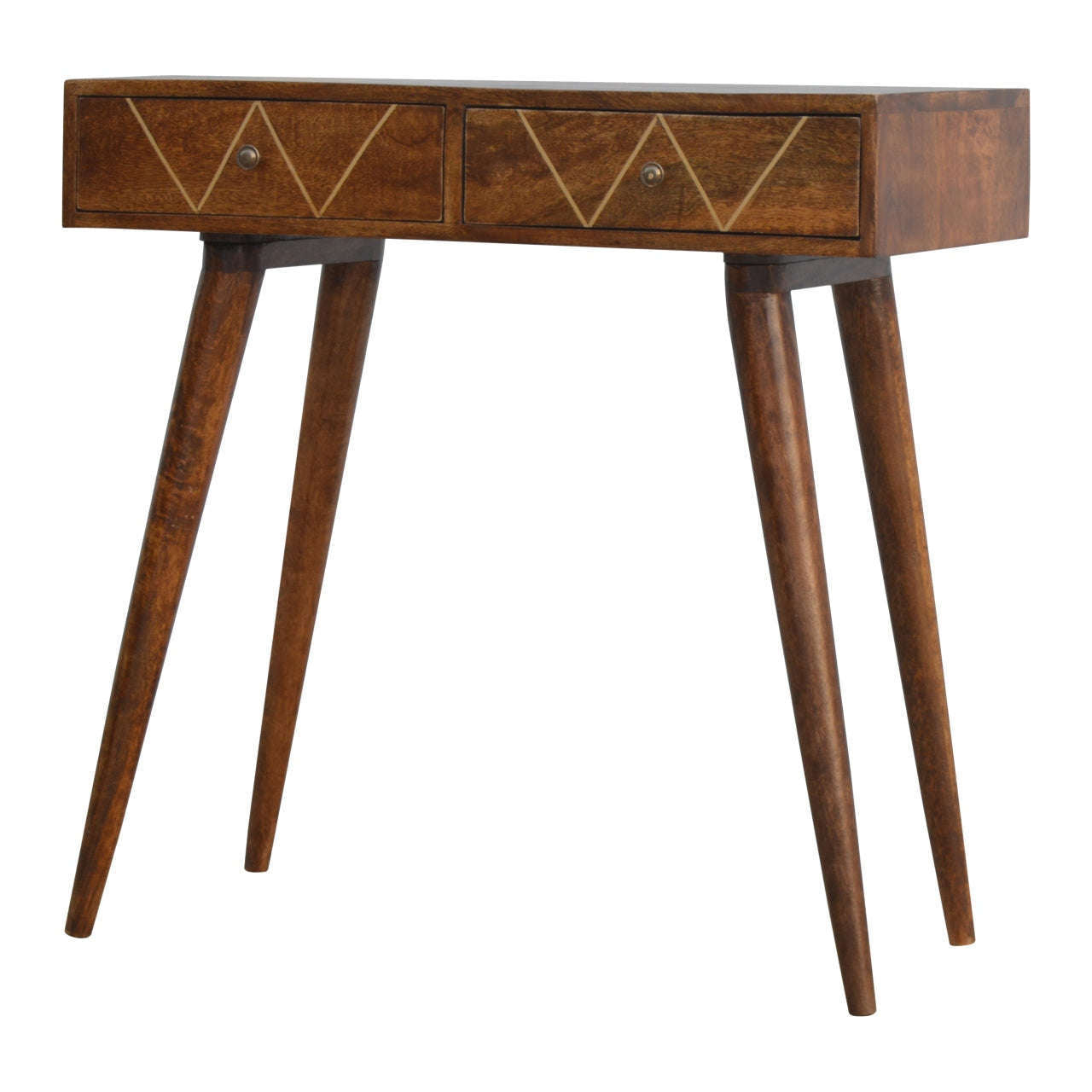 Ashpinoke:Geometric Brass Inlay Console Table-Console and Hall Tables-Artisan