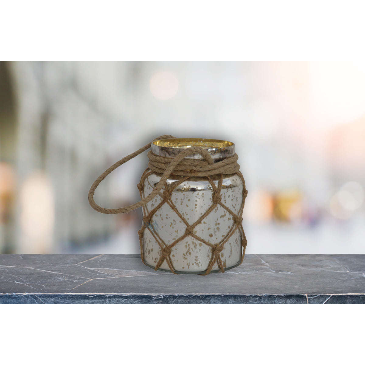 Ashpinoke:Glass Jar Lantern with Rope-Lighting-Artisan