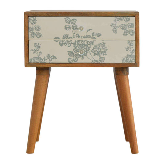 Ashpinoke:Green Floral Screen Printed Bedside-Bedsides-Artisan