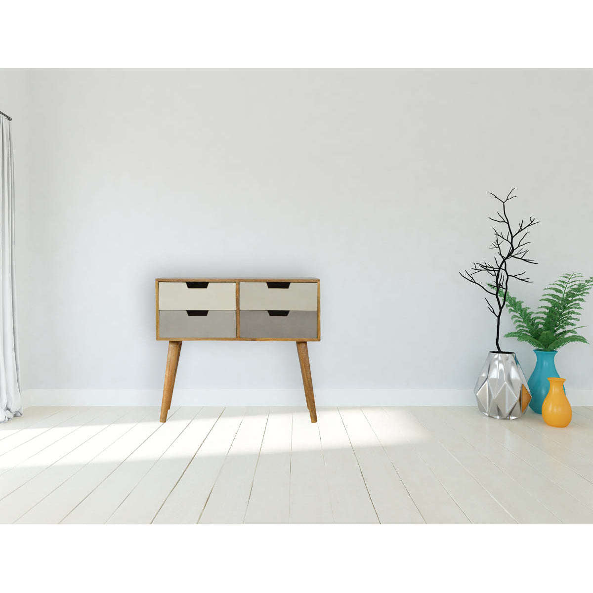 Ashpinoke:Grey and White Gradient Console Table-Console and Hall Tables-Artisan