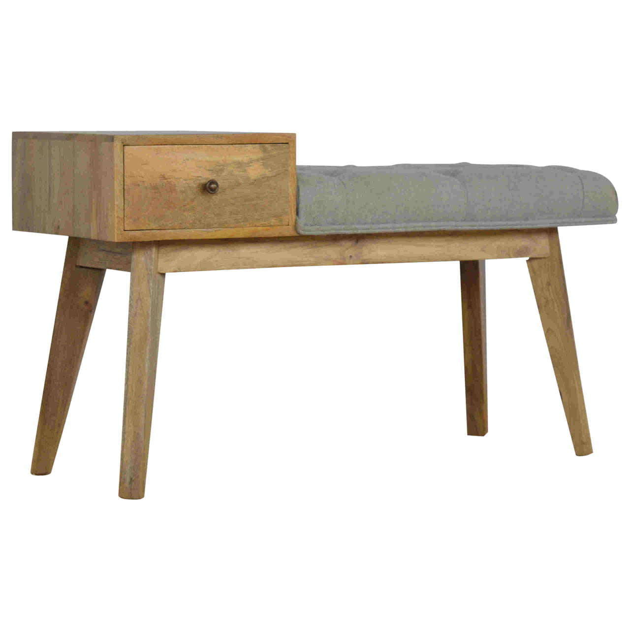 Ashpinoke:Grey Tweed Bench with 1 Drawer-Benches-Artisan