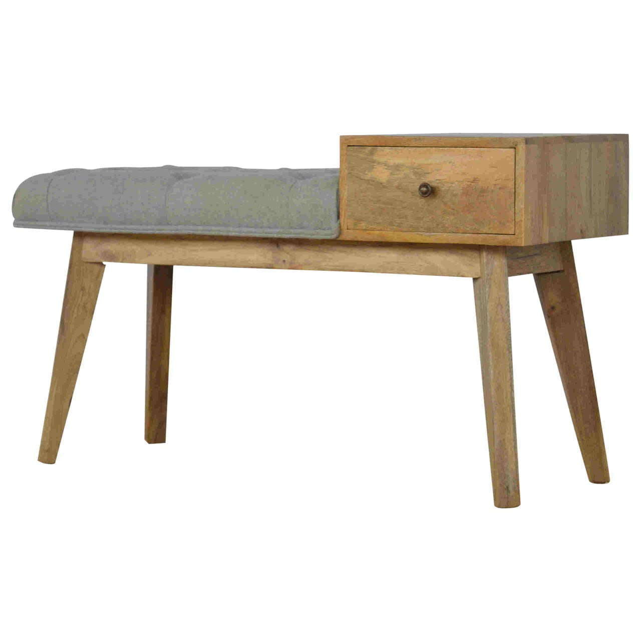 Ashpinoke:Grey Tweed Bench with 1 Drawer-Benches-Artisan