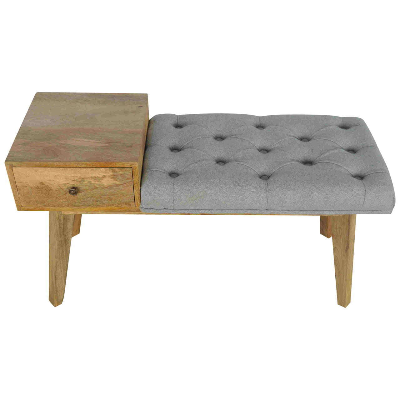 Ashpinoke:Grey Tweed Bench with 1 Drawer-Benches-Artisan