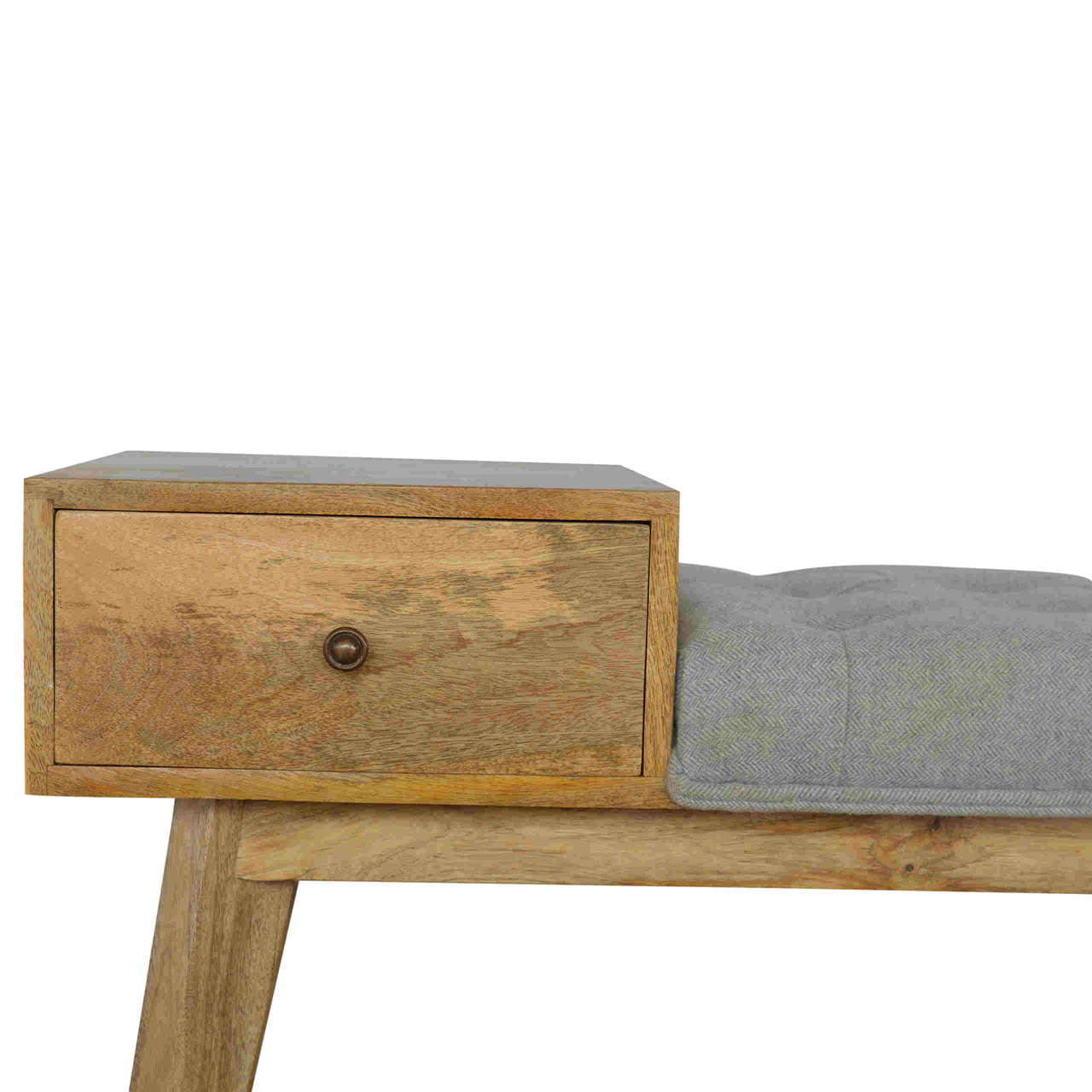 Ashpinoke:Grey Tweed Bench with 1 Drawer-Benches-Artisan