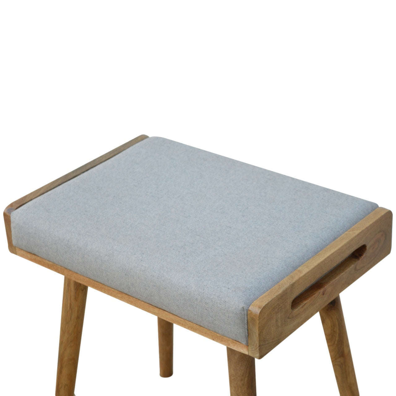 Ashpinoke:Grey Tweed Tray Style Footstool-Footstools-Artisan