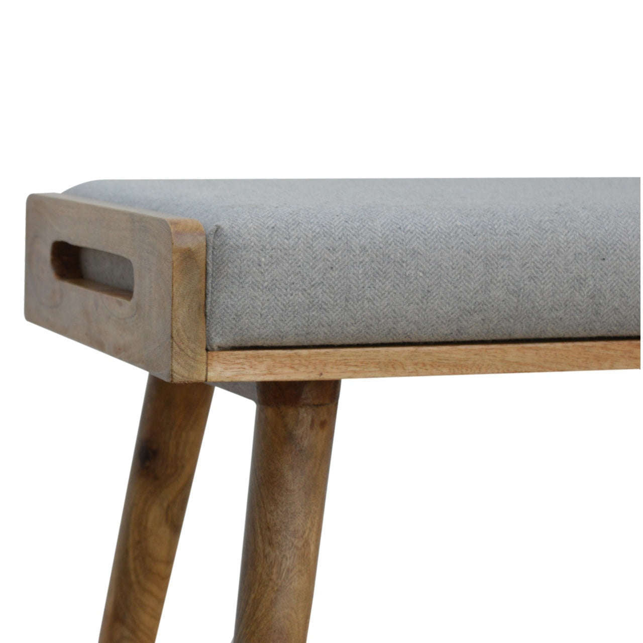 Ashpinoke:Grey Tweed Tray Style Footstool-Footstools-Artisan