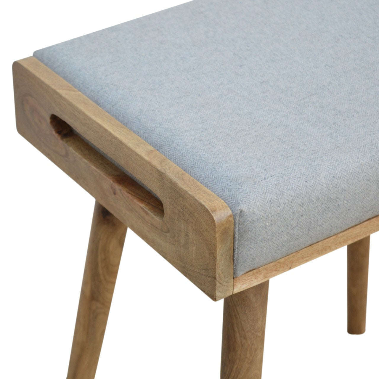 Ashpinoke:Grey Tweed Tray Style Footstool-Footstools-Artisan