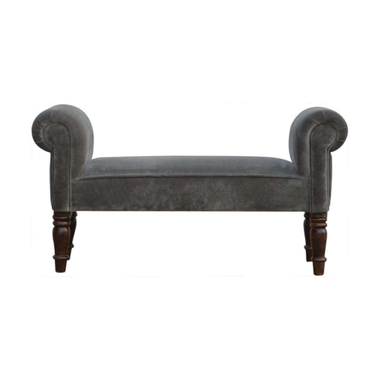 Ashpinoke:Grey Velvet Bench-Benches-Artisan