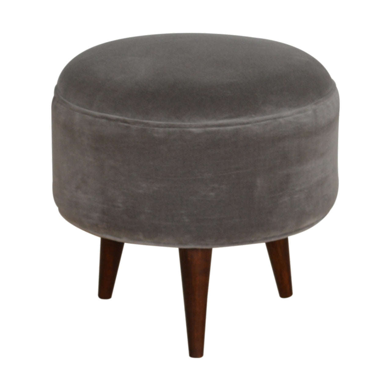 Ashpinoke:Grey Velvet Nordic Style Footstool-Footstools-Artisan