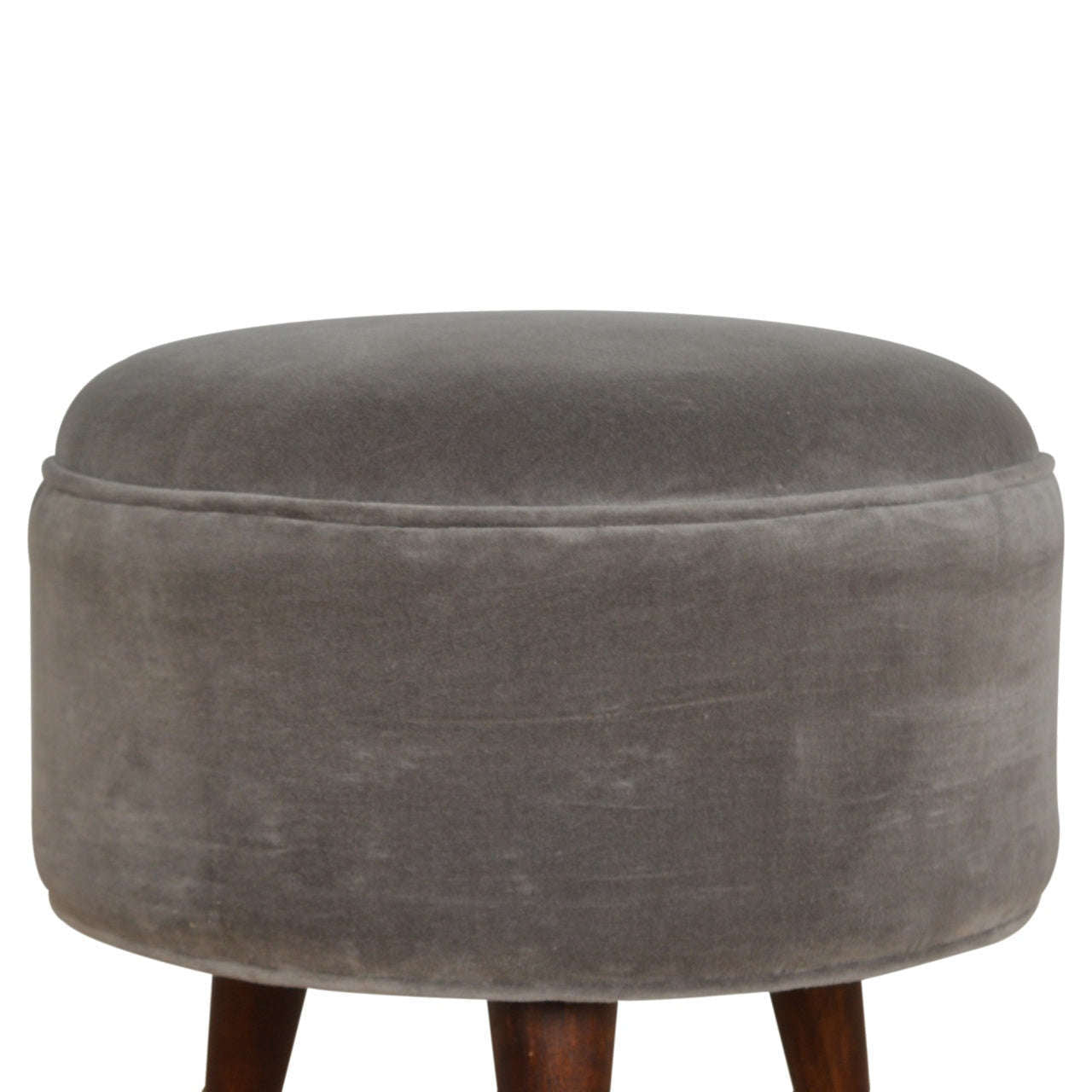 Ashpinoke:Grey Velvet Nordic Style Footstool-Footstools-Artisan