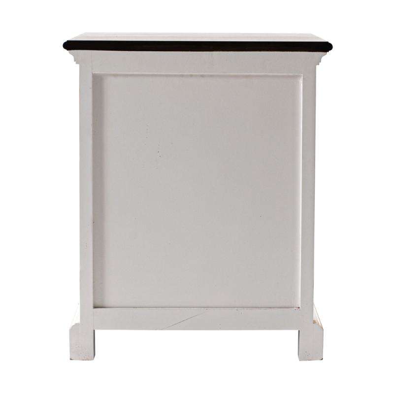 Ashpinoke:Halifax Accent Collection Bedside Table with Shelves in White Distress & Deep Brown-End Tables-NovaSolo