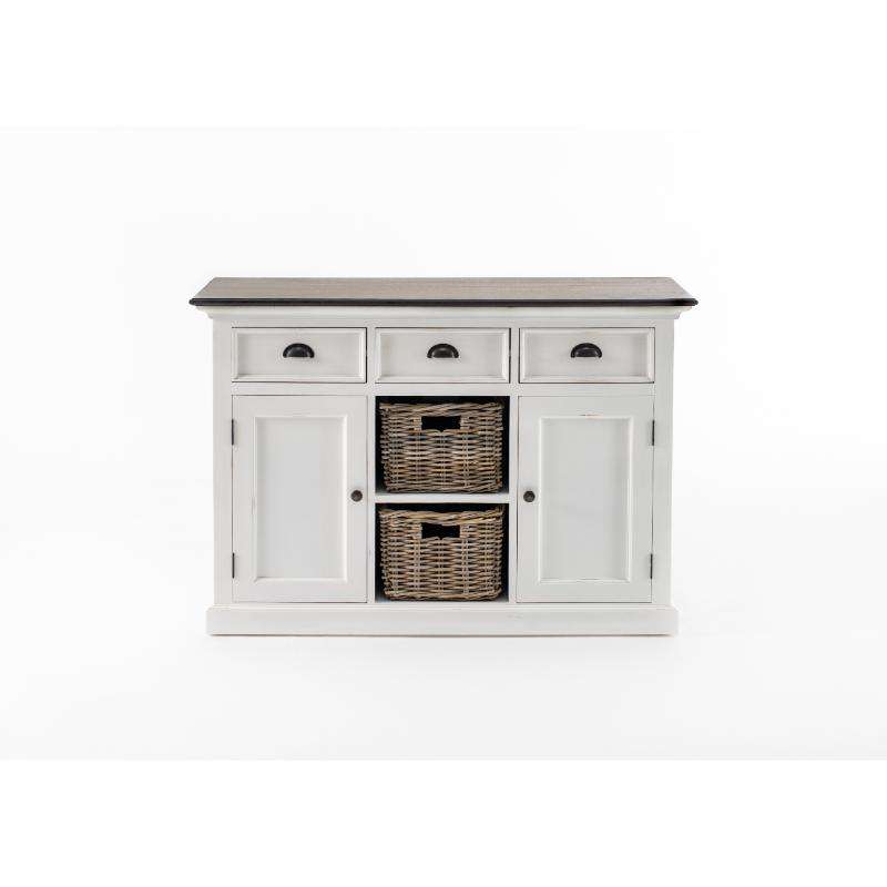 Ashpinoke:Halifax Accent Collection Buffet with 2 Baskets in White Distress & Deep Brown-Sideboards-NovaSolo