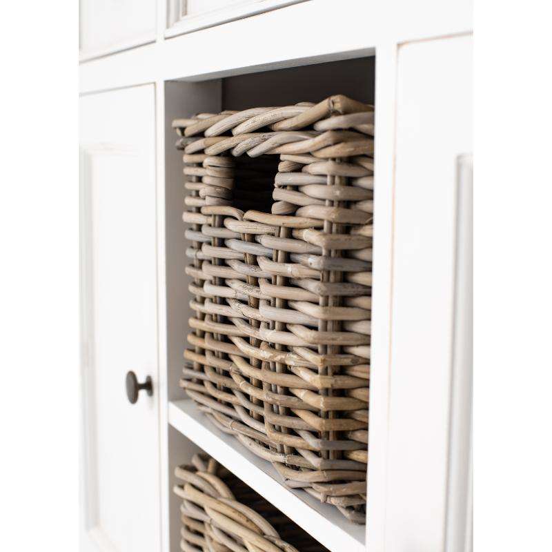 Ashpinoke:Halifax Accent Collection Buffet with 2 Baskets in White Distress & Deep Brown-Sideboards-NovaSolo