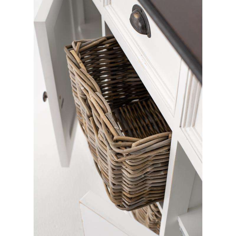 Ashpinoke:Halifax Accent Collection Buffet with 2 Baskets in White Distress & Deep Brown-Sideboards-NovaSolo