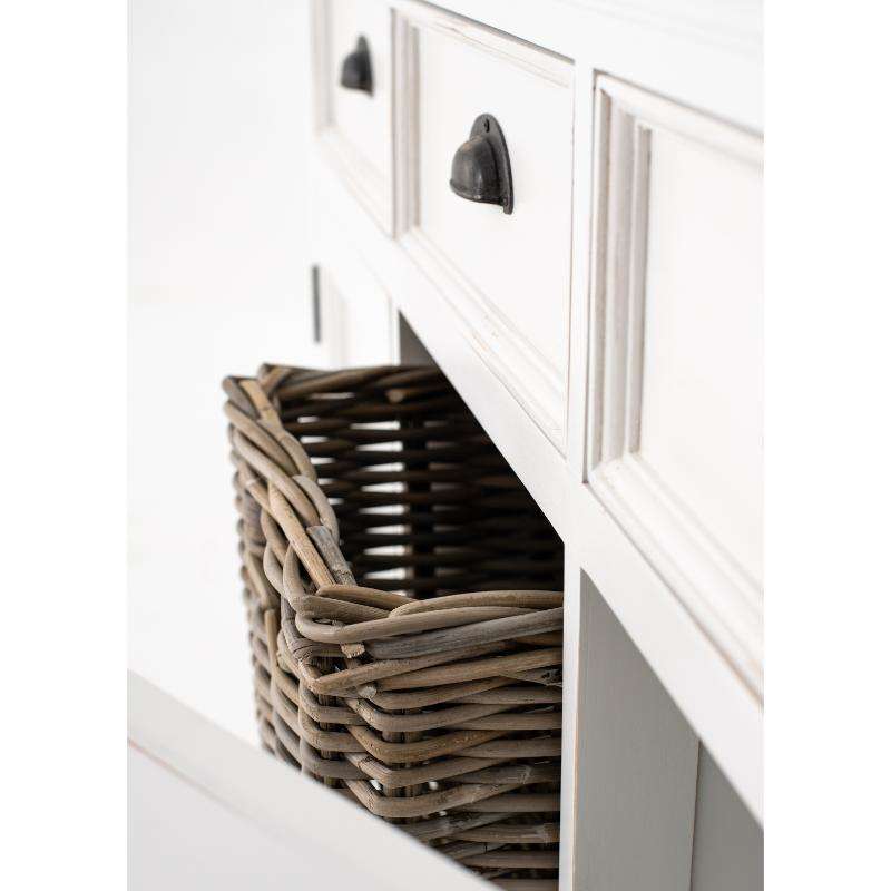 Ashpinoke:Halifax Accent Collection Buffet with 2 Baskets in White Distress & Deep Brown-Sideboards-NovaSolo