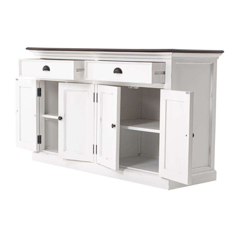 Ashpinoke:Halifax Accent Collection Classic Buffet in White Distress & Deep Brown-Sideboards-NovaSolo