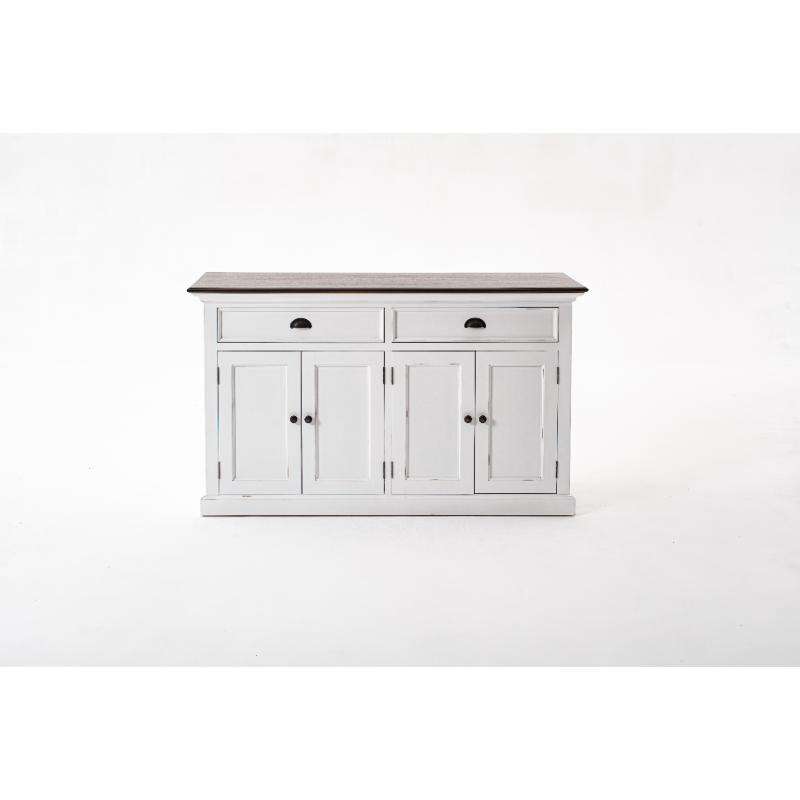 Ashpinoke:Halifax Accent Collection Classic Buffet in White Distress & Deep Brown-Sideboards-NovaSolo