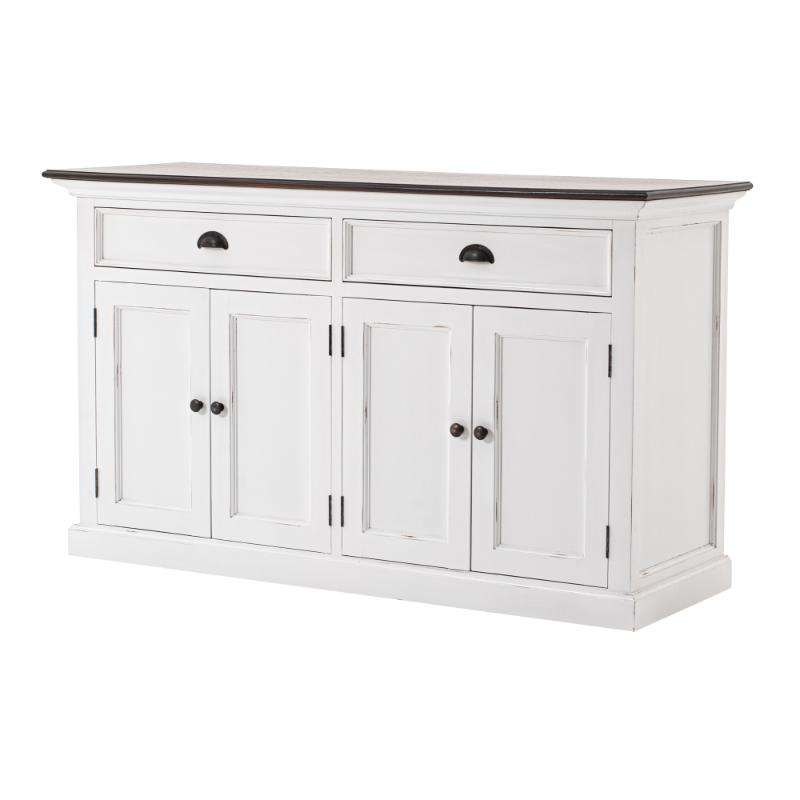 Ashpinoke:Halifax Accent Collection Classic Buffet in White Distress & Deep Brown-Sideboards-NovaSolo