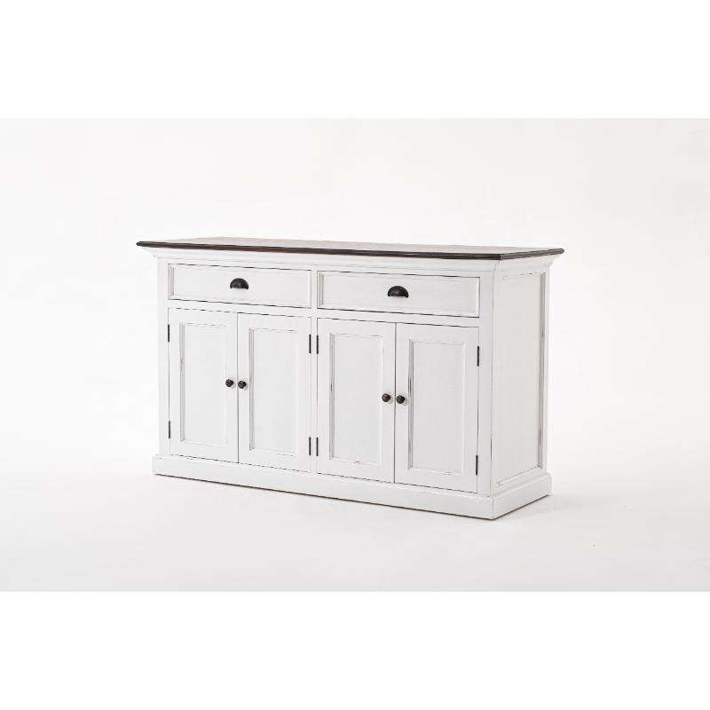 Ashpinoke:Halifax Accent Collection Classic Buffet in White Distress & Deep Brown-Sideboards-NovaSolo